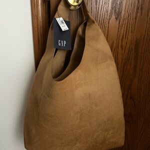 GAP NWT Vegan Suede Slouchy Tote Bag - Honey Brown